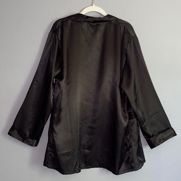 Black Satin ALEXANDER DEL ROSSA Short Robe Women's Large - Picture 5 of 9